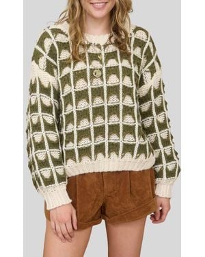 Blu Pepper Open Stitch Sweater - Green