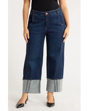 Democracy Cuffed Wide Leg Jeans - Blue