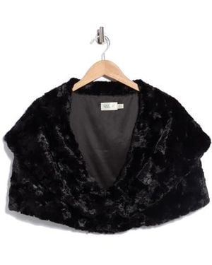Eliza J Shawl Collar Faux Fur Capelet - Black