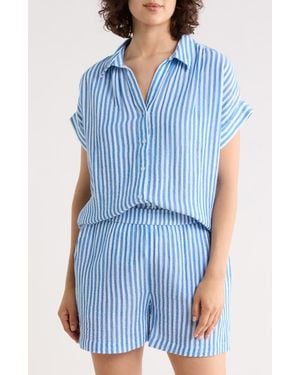 Caslon Duo Gauze Button-Up Shirt - Blue