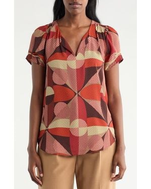 DR2 by Daniel Rainn Daniel Rainn Pinch Sleeve Blouse - Orange