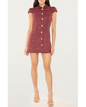 Likely Riello Fringe Tweed Minidress - Red