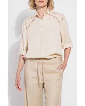 Lyssé Roxanna Embroidered Linen Button-Up Shirt - Natural