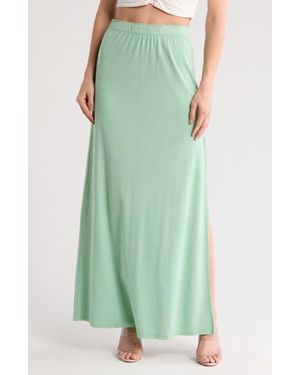 Go Couture Slit Maxi Skirt - Green