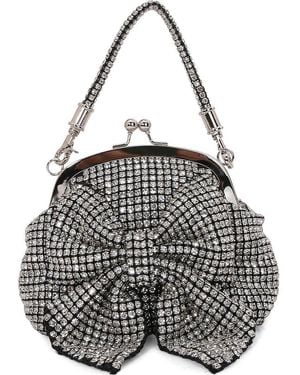 BERNESS Rhinestone Embellished Bow Handbag - Black