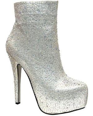 Lady Couture Desire Rhinestone Platform Bootie - Gray