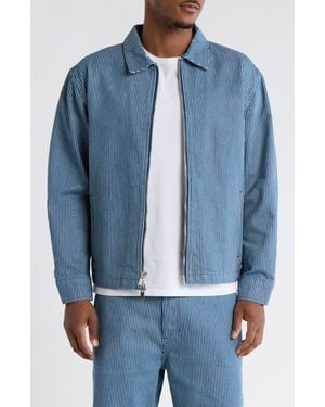 PacSun Initial Stripe Denim Chore Jacket - Blue