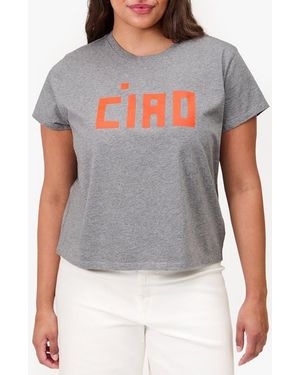 Clare V. Ciao Cotton Graphic T-Shirt - Gray
