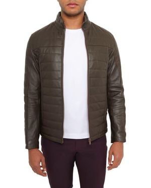 PINOPORTE Quilted Leather Jacket - Brown
