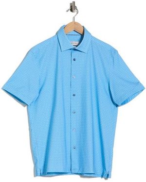 Bugatchi Short Sleeve Woven Shirt - Blue