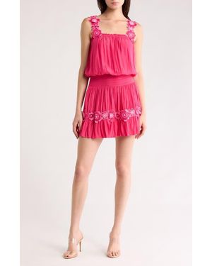 Ramy Brook Effie Floral Appliqué Dress - Red