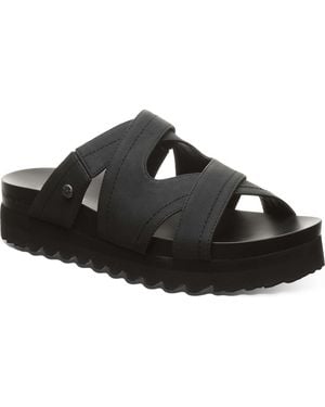 BEARPAW Crux Faux Leather Slide Sandal - Black