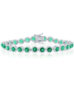 Simona Halo Cz Station Tennis Bracelet - Green