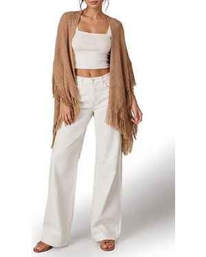 Saachi Embroidery Fringed Ruana - White