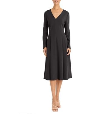Maggy London Long Sleeve Fit & Flare Midi Dress - Black