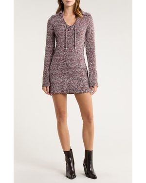 Free People Milena Long Sleeve Mini Sweater Dress - Purple