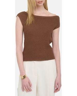 Blu Pepper Off-The-Shoudler Sweater - Brown
