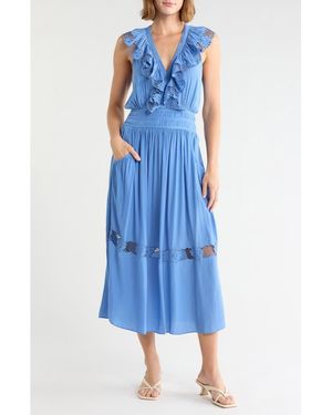 Ramy Brook Laila Ruffle Smocked Waist Maxi Dress - Blue