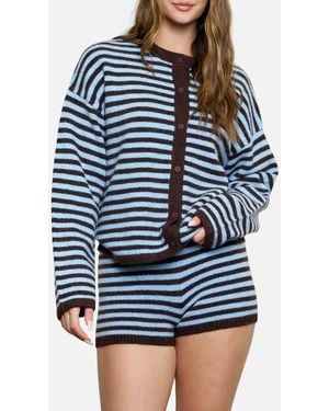 Blu Pepper Stripe Cardigan - Blue
