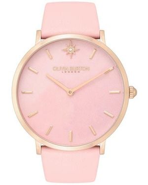 Olivia Burton Celestial Leather Strap Watch, 40Mm - Pink