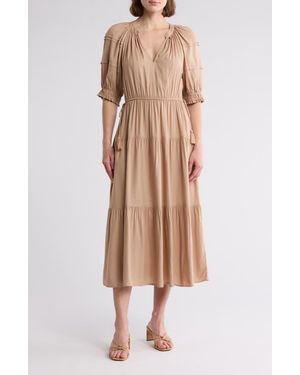 AREA STARS Tassel Tie Midi Dress - Natural