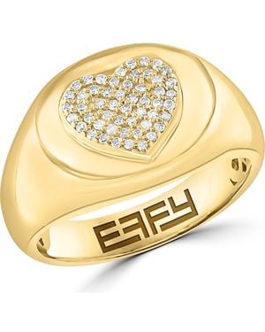 Effy Diamond Heart Signet Ring - Metallic
