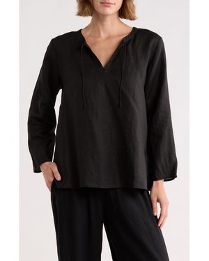 Eileen Fisher Princess Sleeve Linen Top - Black