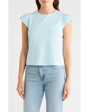 Nanette Lepore Ruffle Cap Sleeve T-Shirt - Blue