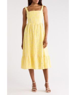Lulus Eloise Eyelet Midi Dress - Yellow