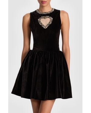 Alice + Olivia Ella Velvet Mini Dress - Black