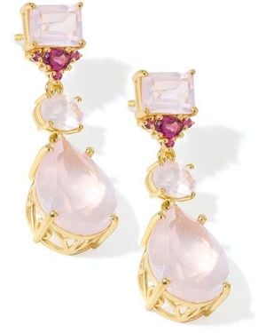 YS GEMS Quartz Drop Earrings - White