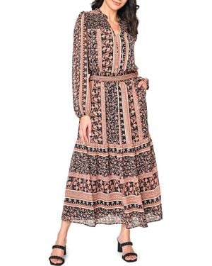 Gibsonlook The Leyla Floral Print Long Sleeve Maxi Dress - Brown