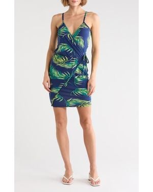 Loveappella Faux Wrap Sleeveless Dress - Blue