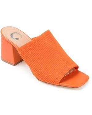 Journee Collection Lorenna Wide-Fit Block Heel Mules - Orange