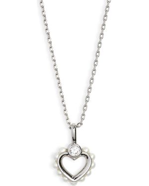 Kate Spade Imitation Pearl Crystal Heart Necklace - Metallic