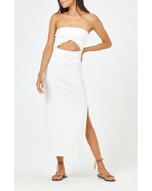 LSPACE Kierra Cutout Strapless Rib Cover-Up Dress - White