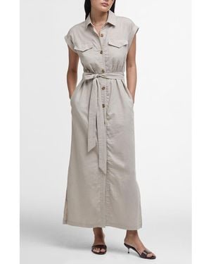 Barbour Birdie Cotton & Linen Maxi Shirtdress - Gray