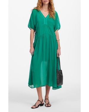 Madewell Sheer V-Neck Dolman Sleeve Maxi Dress - Green