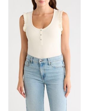 DR2 by Daniel Rainn Scoop Neck Rib Knit Henley - Blue