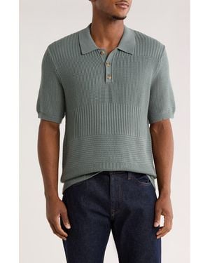 Truth Mixed Stitch Cotton Sweater Polo - Gray