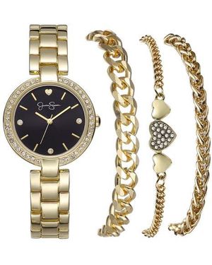 Jessica Simpson Ez Change Bracelet Watch Set - Metallic