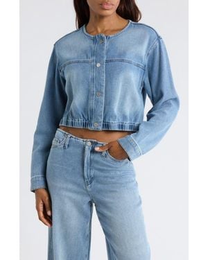 Habitual Cropped Denim Jacket - Blue