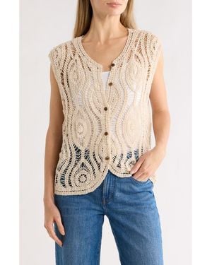 Forgotten Grace Cap Sleeve Cotton Crochet Vest - Natural