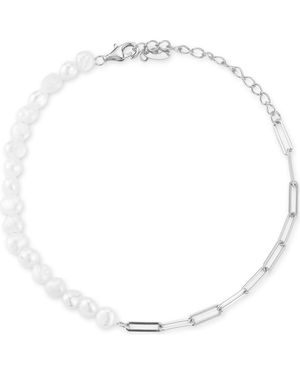 Glaze Jewelry Pearl Paper Clip Bracelet - White