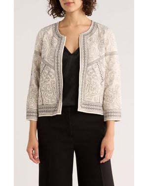 DR2 by Daniel Rainn Embroidered Knit Jacket - Natural