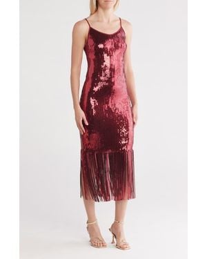 Nanette Lepore Deco Fringe Sequin Dress - Red