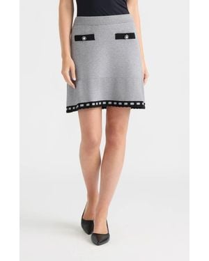 Ellen Tracy Contrast Trim Miniskirt - Gray