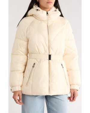 BCBGeneration Missy Belted Puffer Coat - Natural