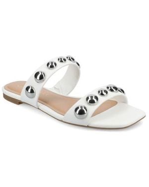 Journee Collection Frida Studded Slide Sandal - White