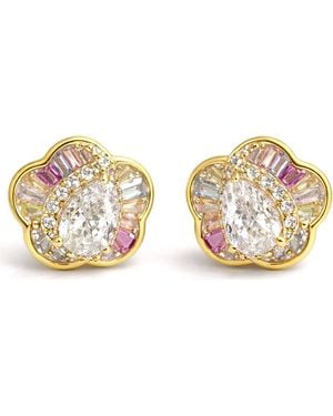 Best Silver Floral Cubic Zirconia Stud Earrings - Metallic